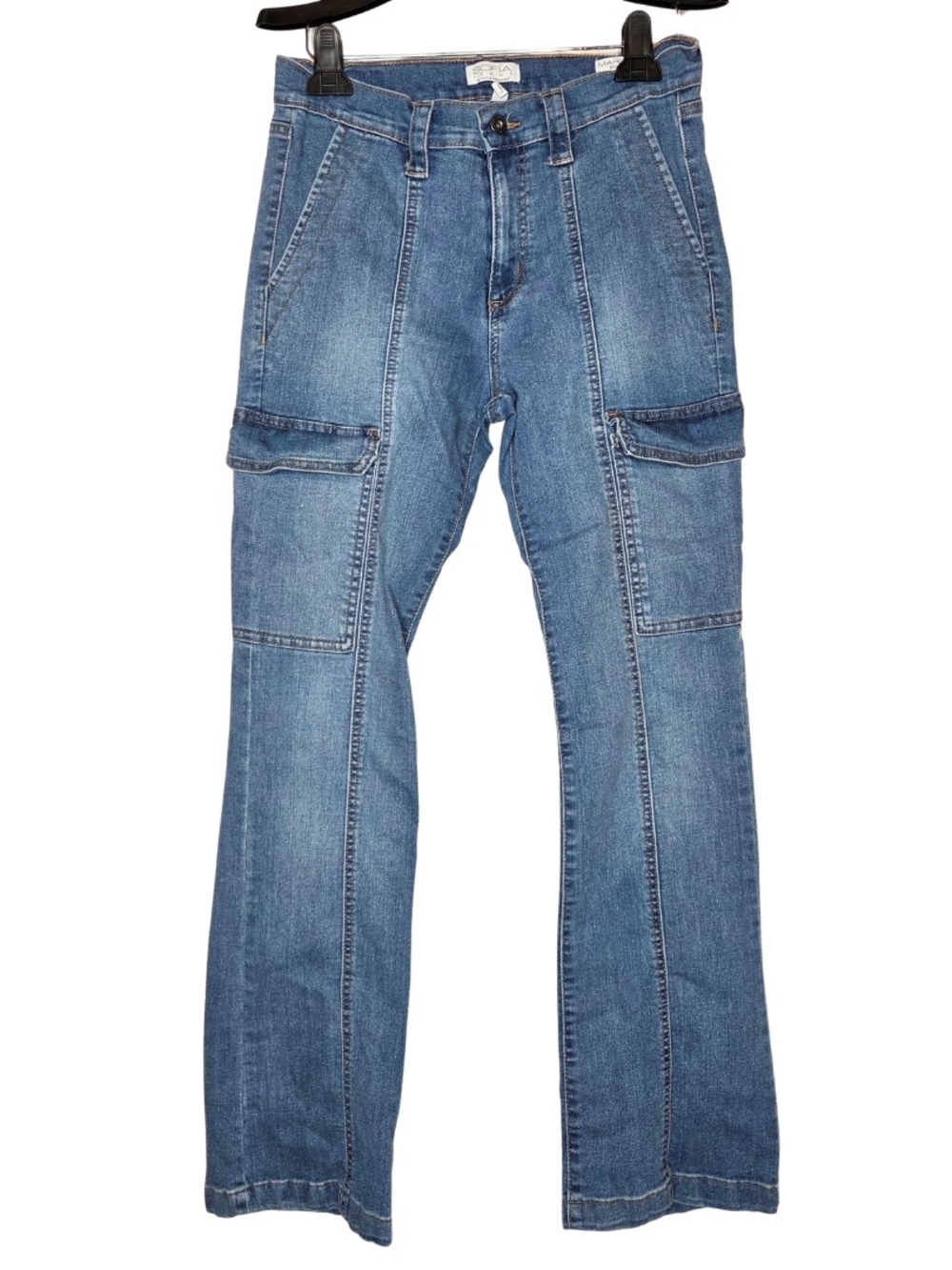 Sofia Denim Cargo Jeans with Front Patch Pockets